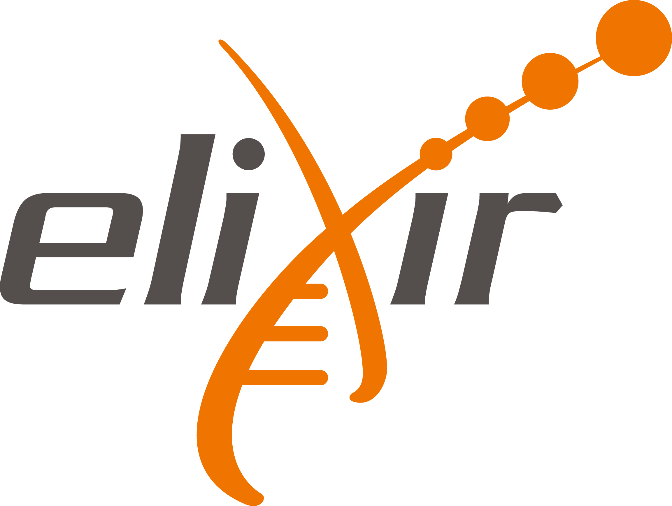 The ELIXIR Europe logo, the word 'Elixir' with the DNA double Elixir in place of the 'x'